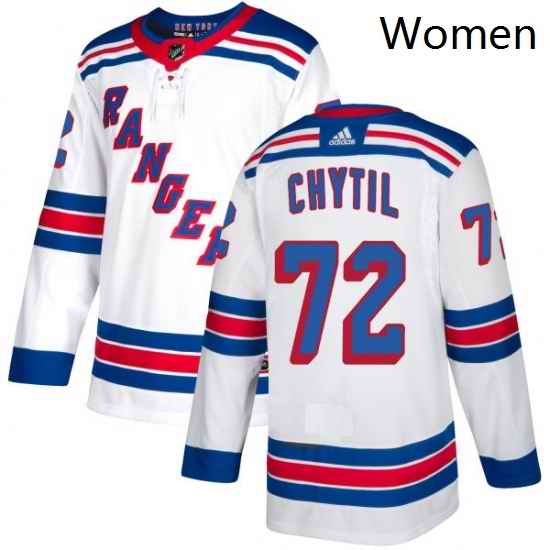 Womens Adidas New York Rangers 72 Filip Chytil Authentic White Away NHL Jersey